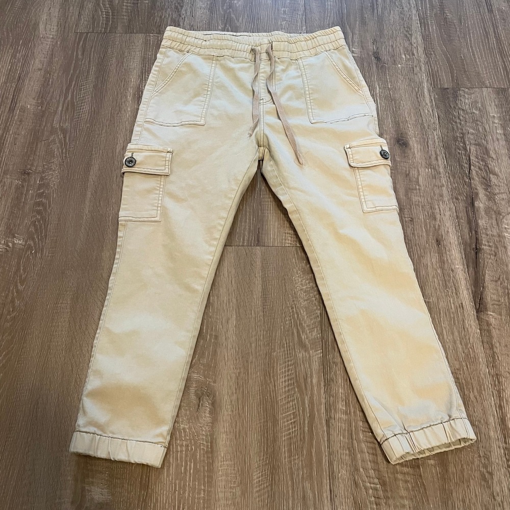 VIP Womens Cargo Jogger Pants Size 13 Khaki Tan Cotton Blend Utility Stretch
